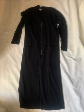 Long Black Zip-Front Women's Sweater
